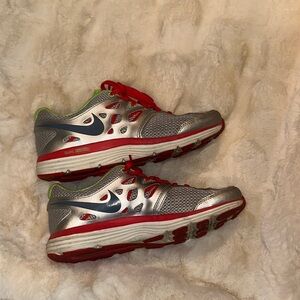 Nike Silver and Red Retro Sneakers